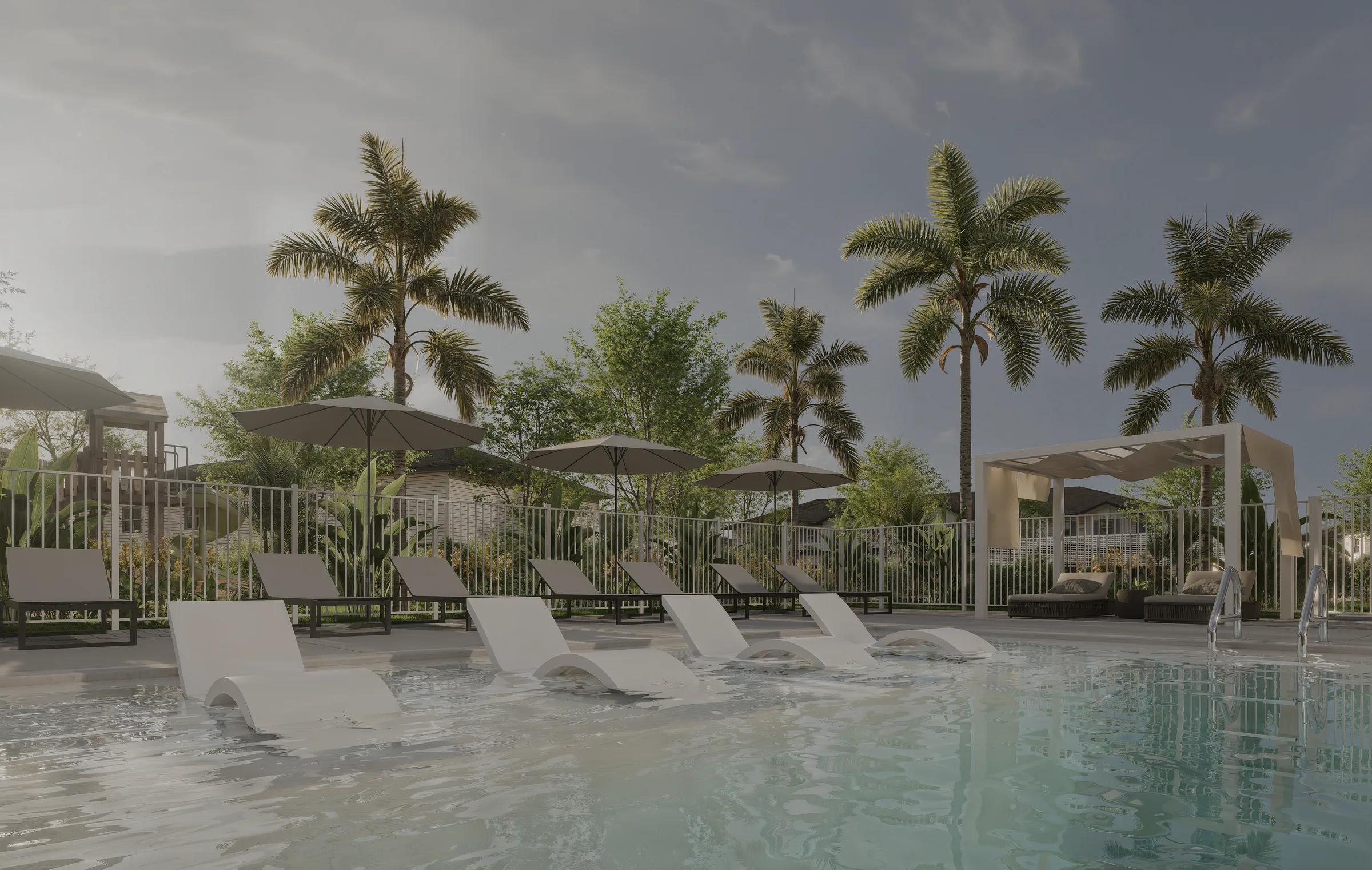 Aurora Oaks outdoor swimming pool.